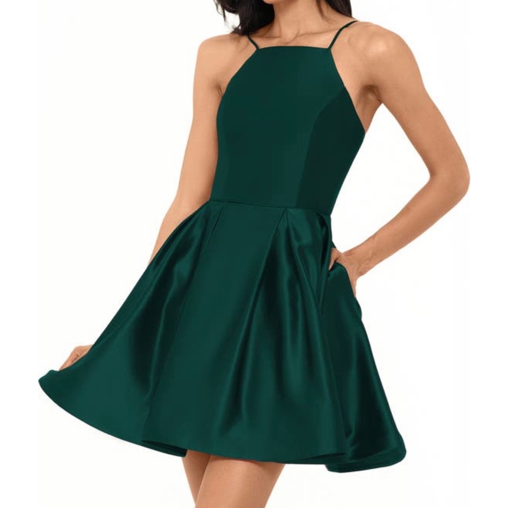 Betsy & Adam Satin Green Party Dress